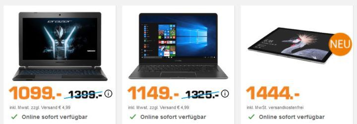 SATURN Late Night Notebook Special   z.B. MICROSOFT Surface Pro i7 Convertible für 1.444€