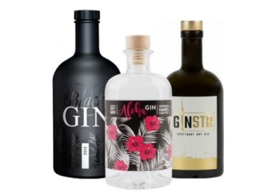 3 verschiedene Gins (GINSTR, Aloha & Gansloser Black) im Set für 64,95€