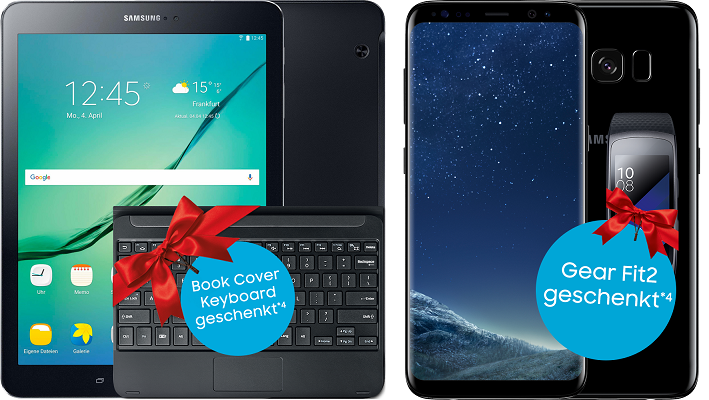 Samsung Galaxy S8 +T813 Galaxy Tab S2 9.7 für 1€ + MagentaMobil M Allnet Flat ab 39,95€