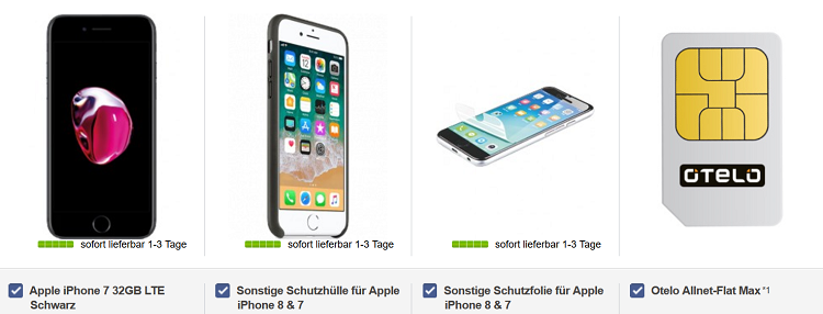 Apple iPhone 7 32GB mit Hülle für 99€ + Otelo Allnet Flat Max mit 6 GB Datenflatrate für 29,99€ mtl.