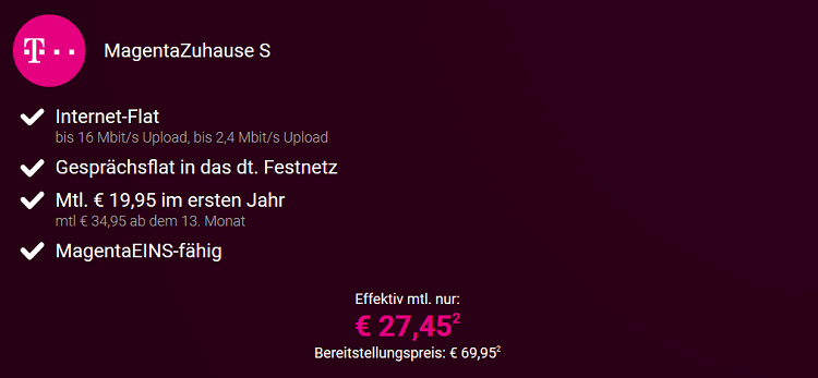 Magenta Zuhause S für 27,45€ mtl. mit z.B. PS4 Pro für 1€   Junge Leute Vorteil möglich