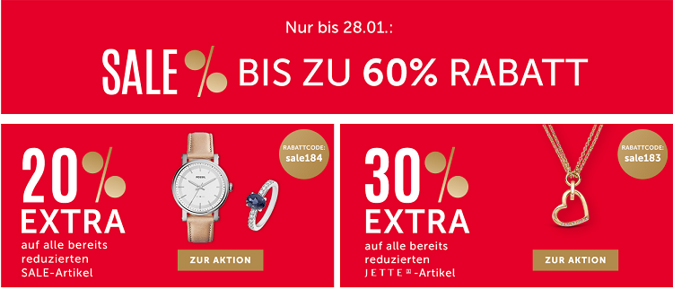 Christ Outlet Sale günstiger Schmuck und Uhren   z.B.  30% Rabatt auf Jette Artikel