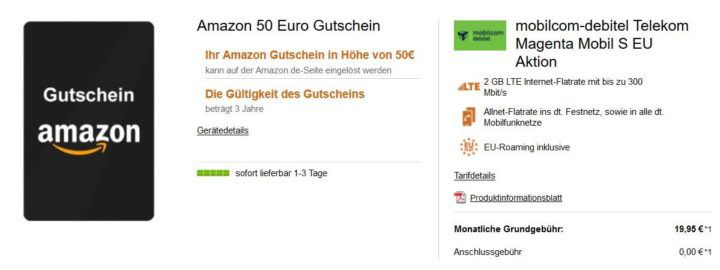 Top! Telekom Magenta Mobil S SIM only AllNet & SMS Flat + 2 GB Daten für eff. 19,95€ mtl. + 50€ Amazon Gutschein