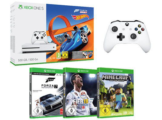 Xbox One S Mega Bundle mit 5 Spielen und 2. Controller für 222€ (statt 345€)