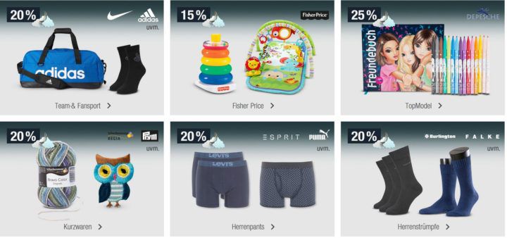 20% Rabatt auf Team  und Fansport Artikel der Marken Nike, Adidas, Puma uvm.   Galeria Kaufhof Mondschein Angebote