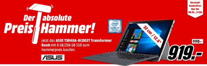 ASUS T304UA BC002T   12.6 Zoll Convertible mit i7 und 256 GB SSD für 919€ (statt 1.109€)