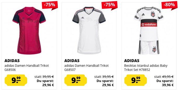 adidas Trikots für Damen, Herren und Kinder ab 6,99€ + VSK