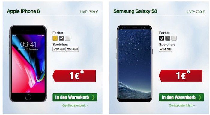 Smartmobil: o2 Allnet Flat mit 5GB LTE + Smartphone   z.B. iPhone 8 mit 64GB für 1€