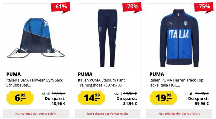 Puma Italien Sale bei Sportspar   Trikots ab 12,99€ oder Trainingshosen ab 13,99€