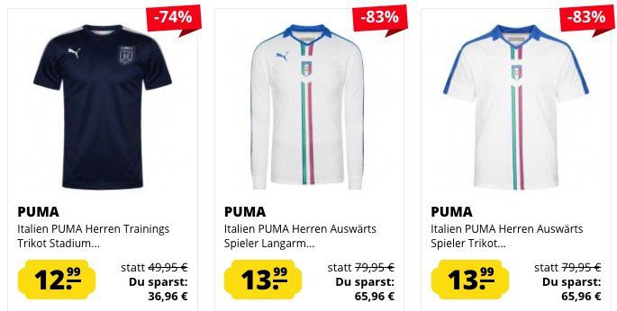 Puma Italien Sale bei Sportspar   Trikots ab 12,99€ oder Trainingshosen ab 13,99€