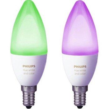 2er Pack Philips Hue White and Color Ambiance E14 LED Kerze mit Bluetooth für 59,99€ (statt 74€)