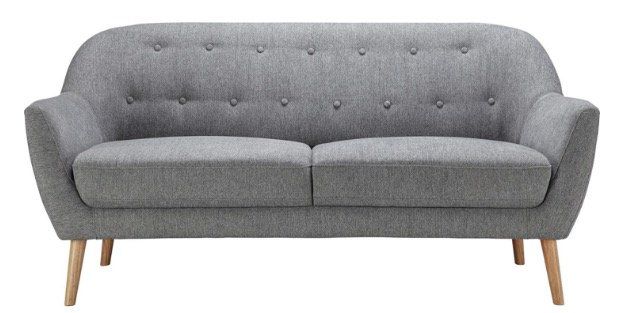 Retro Zweisitzer Sofa Anela mit Holzfüßen in Grau ab 199€ (statt 279€)