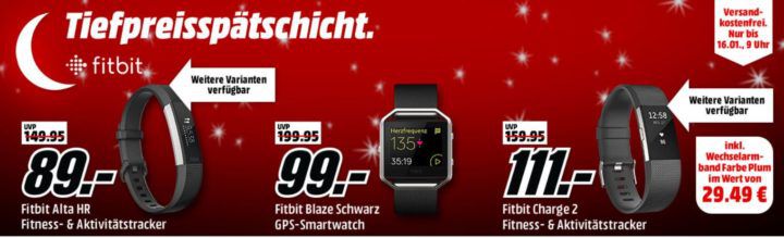 Media Markt Fitbit Tiefpreisspätschicht: günstige Fintness & Actifity Tracker