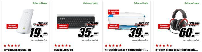 Media Markt: GiGaGünstig Sale für PC Hardware & Zubehör   z.B. HP Deskjet 3633 für 39€