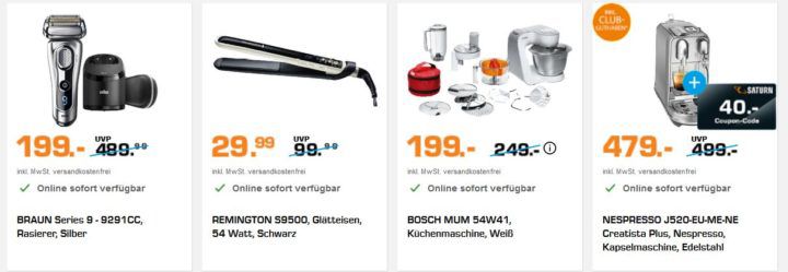 Saturn Beauty & Haushaltsnacht: z.B. BRAUN Series 9   9291CC Rasierer statt 279€ für 199€