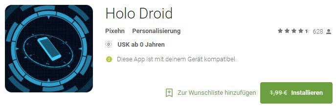 Holo Droid   Live Wallpaper (Android) kostenlos statt 1,99€