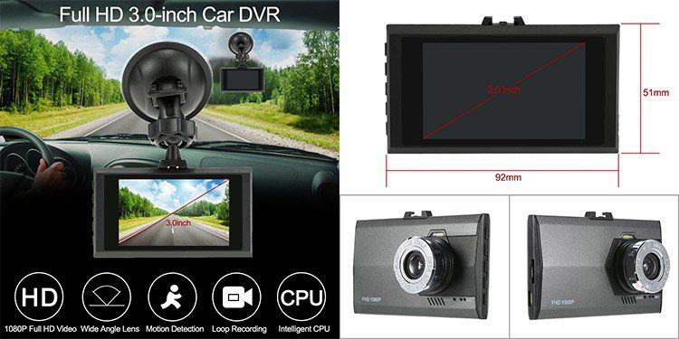 KKMOON Ultra Slim 3.0 Dashcam mit 1080p für 17,33€