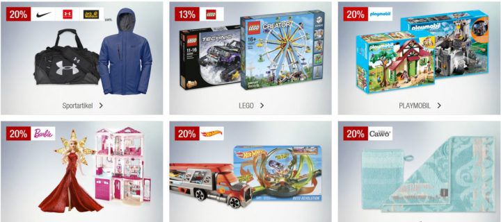 Galeria Kaufhof Sonntags Angebote   z.B. 20% Rabatt auf Hot Wheels, 15% auf Nespresso, Uhren uvam.