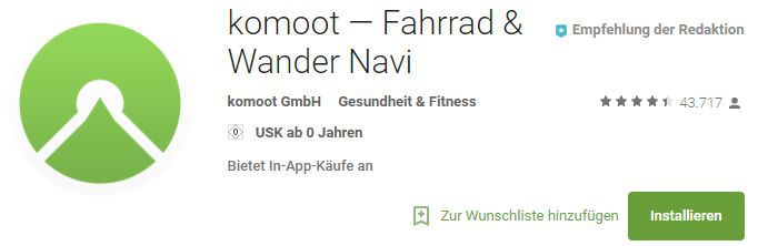 Gratis Region für Komoot