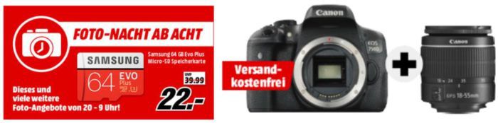 Media Markt Foto Late Night: Nikon & Canon Kameras + Zubehör   z.B. HAMA Star 61 Dreibein Stativ für 15€