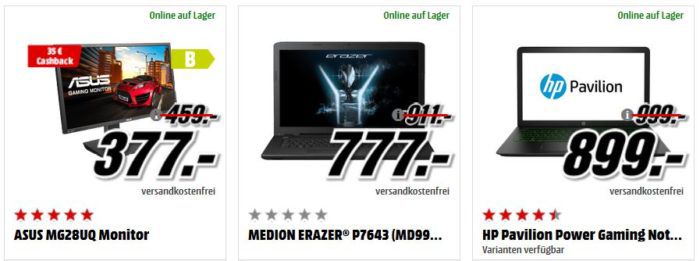 ACER Aspire 7 Gaming Notebook 17Zoll + Acer VR Headset für 799€ uvm. im Media Markt Dienstag Sale