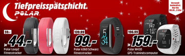 Media Markt POLAR Tiefpreisspätschicht: günstige FitnessTracker   z.B. POLAR Loop2 für 44€