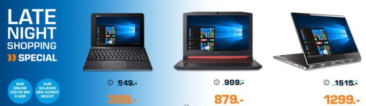 Saturn Late Night Notebooks Special: z.B. ASUS Transformer T100CHI Convertible für 399€