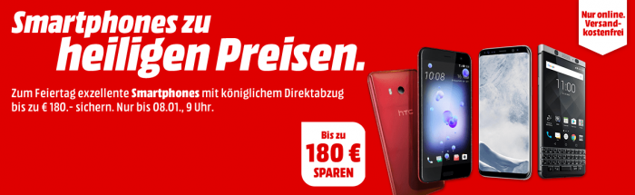 Media Markt Smartphone Aktion: z.B. HTC U11 statt 541€ für 447,20€