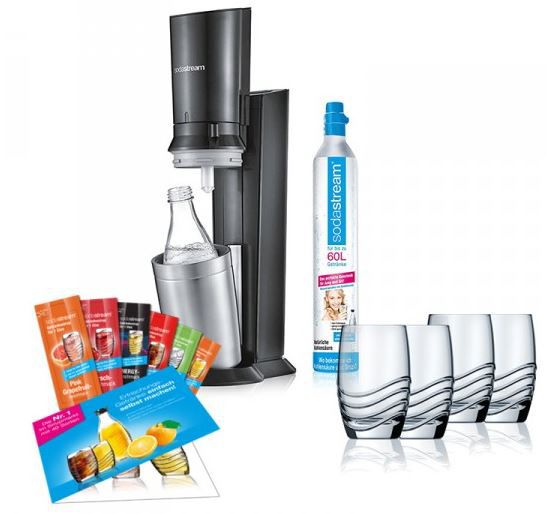 Sodastream Crystal 2 Wassersprudler + 4 passende Gläser für 94,90€ (statt 127€)