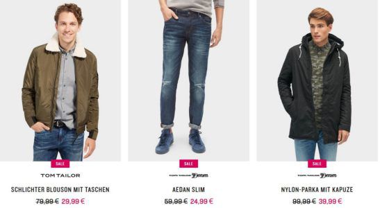 Tom Tailor Winter Sale mit bis 70% Rabatt + 14% Extra Rabatt auf Alles bis Mitternacht   z.B. Jeans ab 17,99€ Jacken ab 29,99€