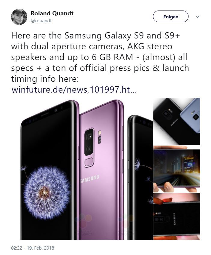 NEWS (Update): Aktueller Leak zum Samsung Galaxy S9