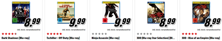 Media Markt: 5 Blu rays für 25€