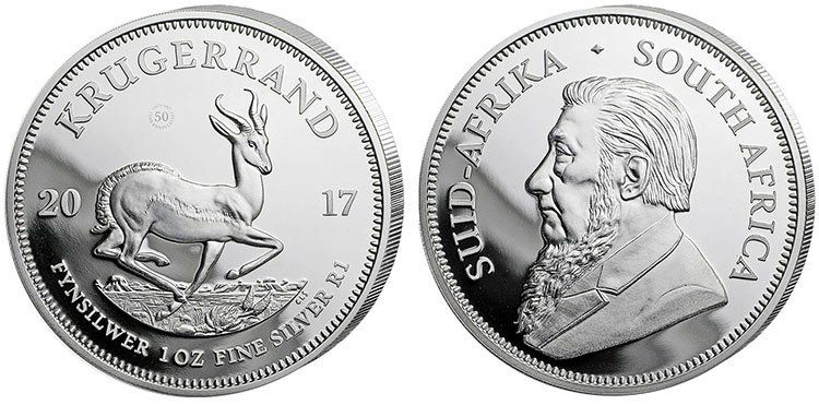 Krügerrand – 1 Unzen Silbermünze aus dem Jahrgang 2017 für 29,90€ (statt 45€)