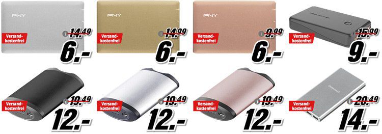 Media Markt Powerbank Aktion: günstige Akkus für Unterwegs ab 6€ inkl. VSK