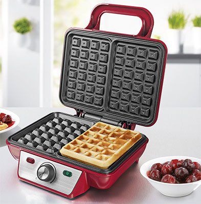 GOURMETmaxx Waffelautomat mit Antihaftbeschichtung, stufenlos verstellbarer Bräunungsgrad & 1000W für 24,93€ (statt 30€)