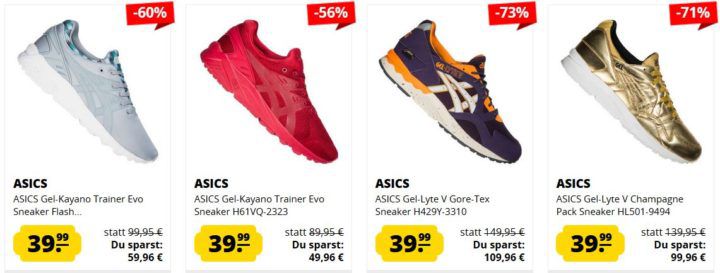 SportSpar: günstige Asics GEL Sneaker für Damen und Herren ab 39,99€