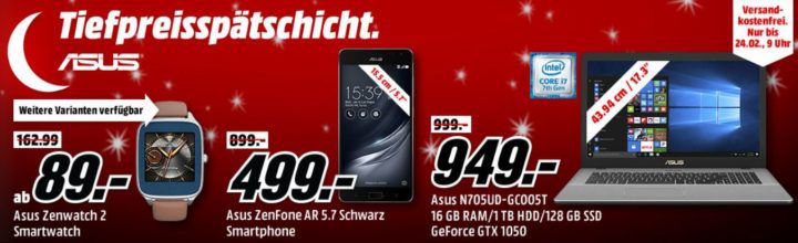 Media Markt ASUS Tiefpreisspätschicht   günstige, Notebooks, Smartphones u. Smartwatches