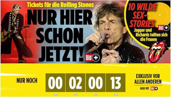 2 Monate BILDplus Digital für nur 0,99€ testen   Rolling Stones Tickets bis 10 Uhr!