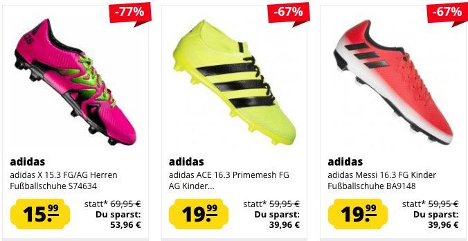 Günstige adidas Fußballschuhe ab 15,99€ bei SportSpar   z.B. adidas Ace Tango 17.2 TR Straßen Fußballschuhe ab 34,99€ (statt 47€)