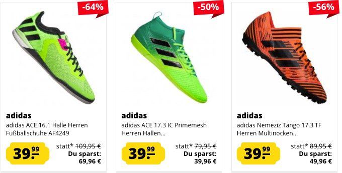 Günstige adidas Fußballschuhe ab 15,99€ bei SportSpar   z.B. adidas Ace Tango 17.2 TR Straßen Fußballschuhe ab 34,99€ (statt 47€)