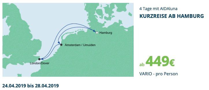 AIDA Valentinstag Special: 4 Tage mit der AIDAluna ab 449€ p.P. nach London