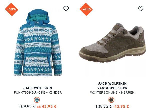 Bis zu 60% Rabatt auf Outdoor Marken wie Jack Wolfskin bei Sportscheck