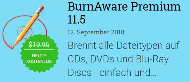 BurnAware Premium (Vollversion, Windows) gratis