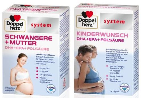 Doppelherz   Kinderwunsch  oder Schwangerschafts Produktmuster kostenlos anfordern