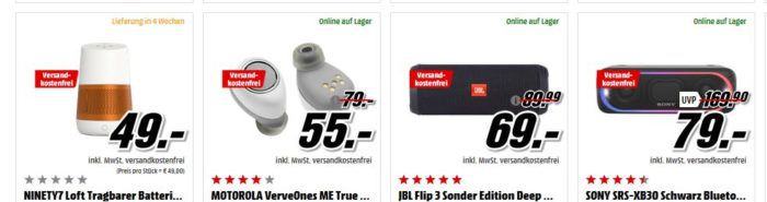 Media Markt Satter Sound zu tiefen Preisen: günstige HiFi Artikel   z.B. MARSHALL Stockwell  BT Lautsprecher für 111€