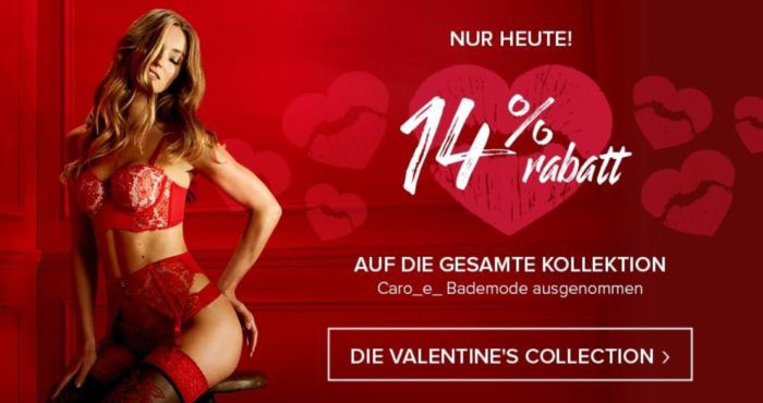 Hunkemöller: 14% Valentinsrabatt auf alles   günstige BHs, Slips, Nachtwäsche ...