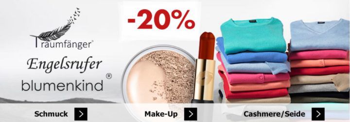 Karstadt Sonntags Kracher mit 20% Rabatt auf Laufbekleidung, Make Up, Cashmere/Seide u.a.