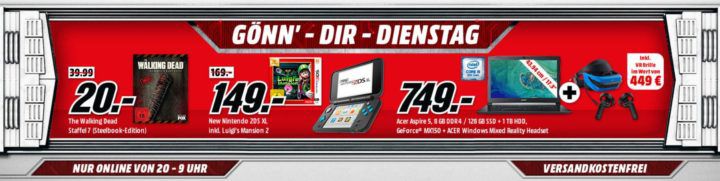 NINTENDO New Nintendo 2DS XL + Luigis Mansion 2 für 149€ uvm. im Media Markt Dienstag Sale