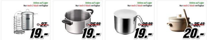 Media Markt: Töpfe zu Hammerpreisen bis Mitternacht   z. B 4 teiliges ELO Set für 59€ (statt 79€)