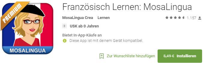 MosaLingua Premium   einfach Französisch lernen (Android/iOS) kostenlos statt 5,49€